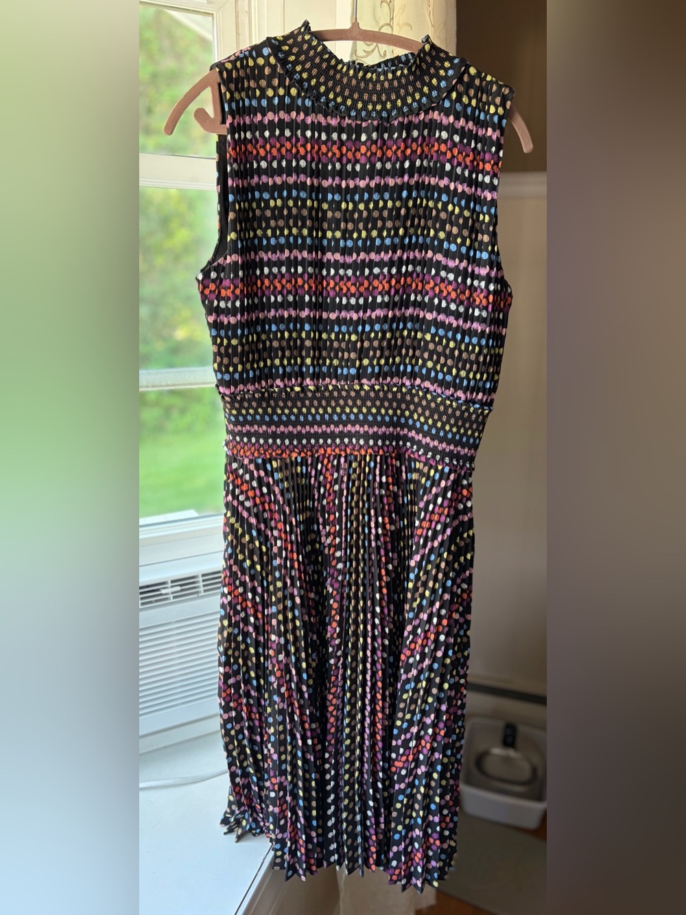 Nanette Lepore Pleated Polka Dot Midi Dress 14 Cottage Grandmacore Office Chic
